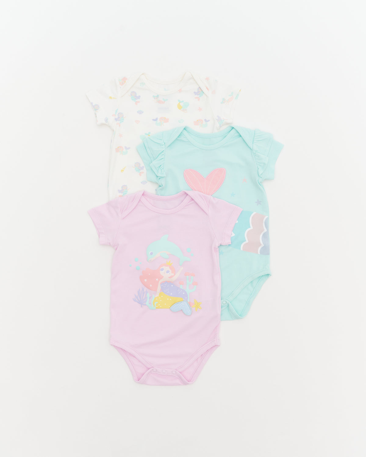 Not Too Big Mermaid Bodysuit - 3 Pack