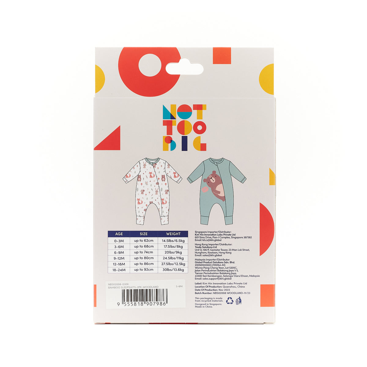 Not Too Big Woodland Sleepsuit - 2 Pack