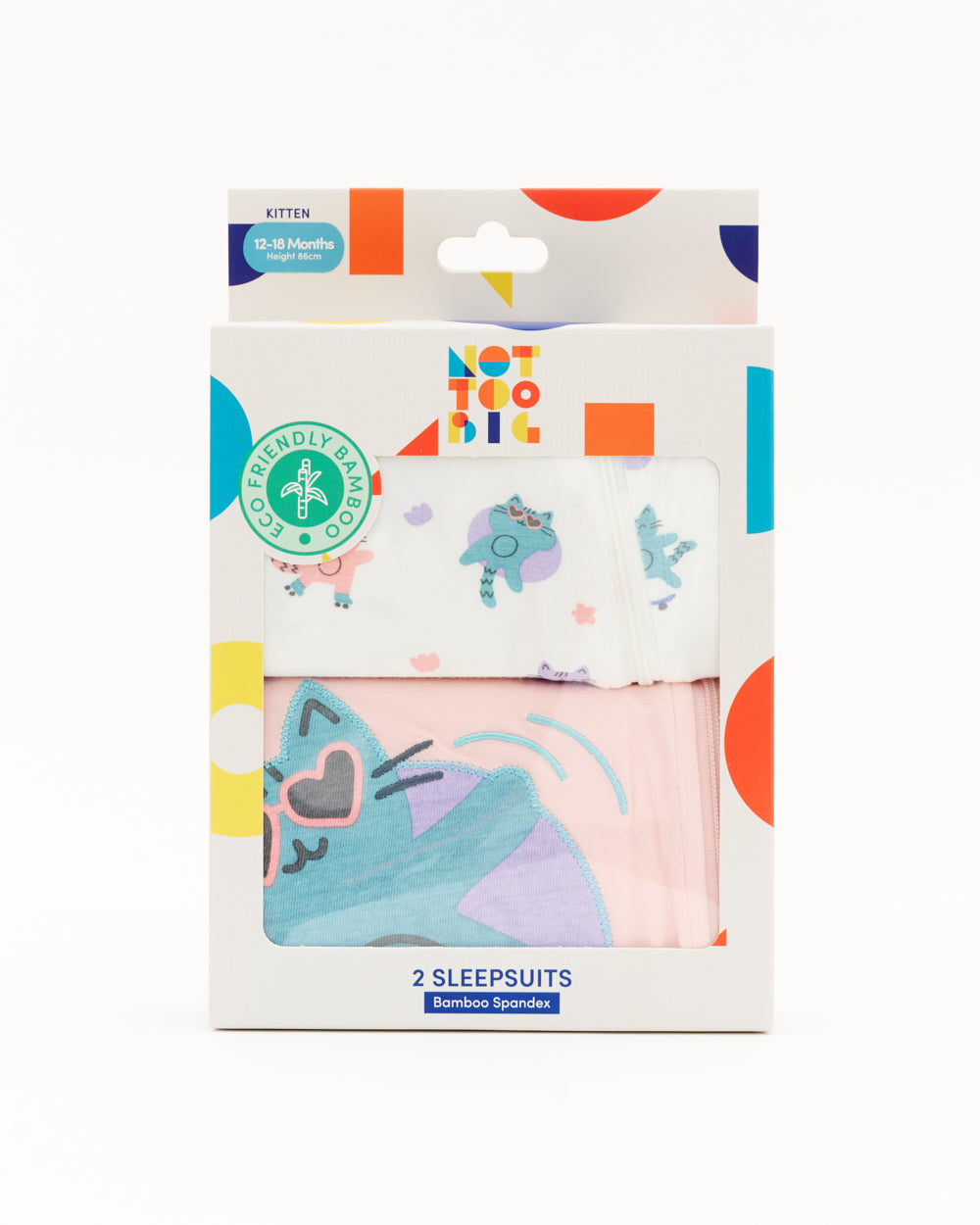 Not Too Big Kitten Sleepsuit - 2 Pack