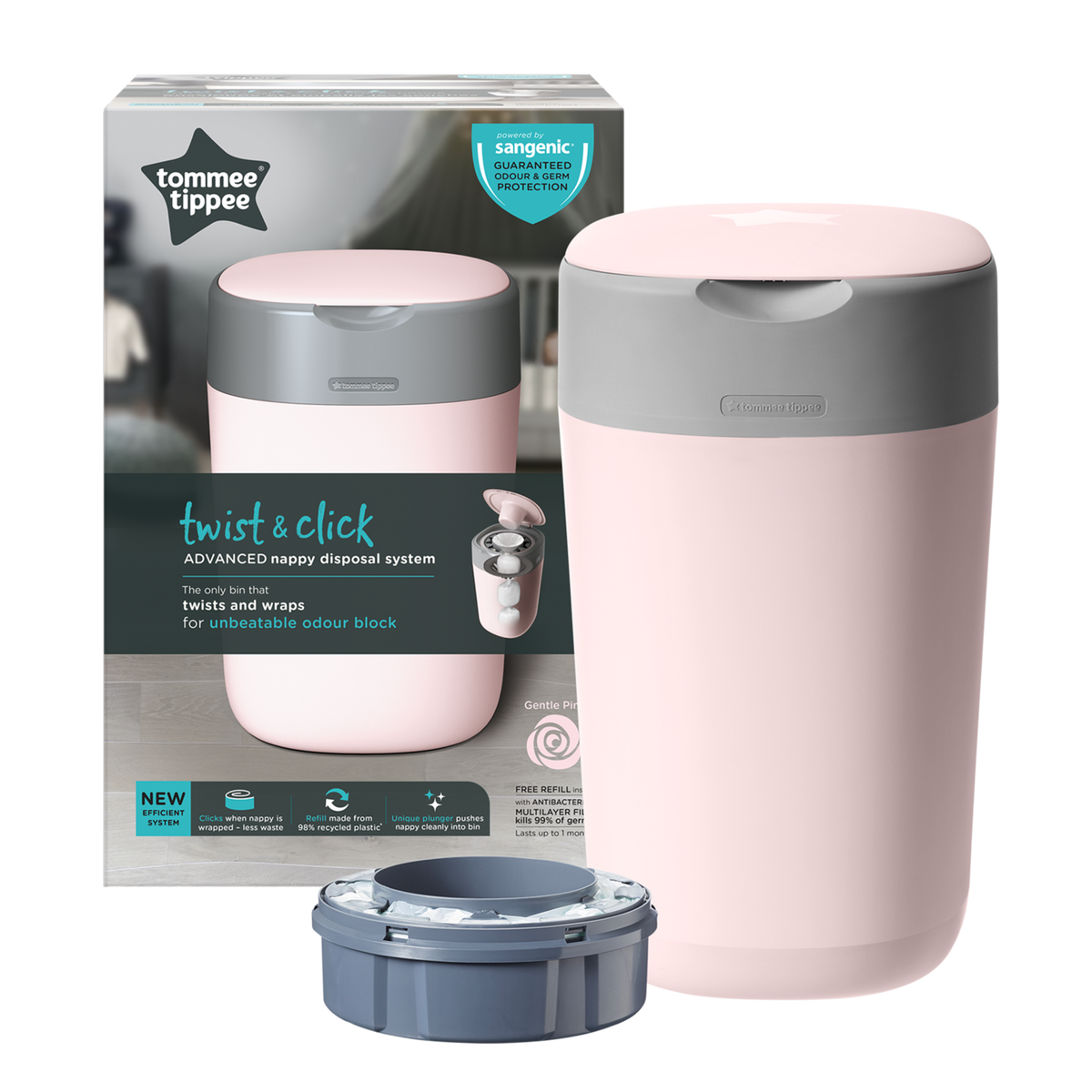 Tommee Tippee Twist Click Nappy Disposal Bin Change Time