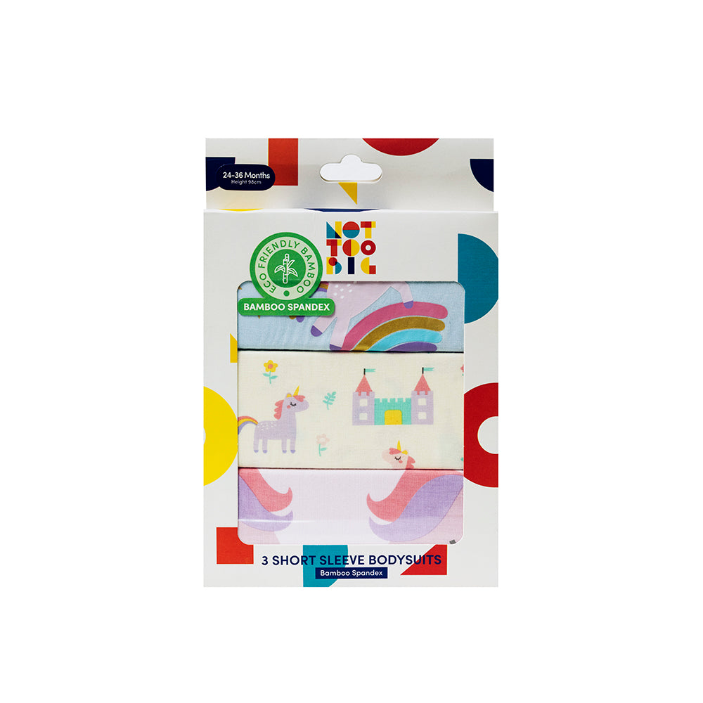 Not Too Big Unicorn Bamboo Shortsleeve Bodysuit - 3 Pack
