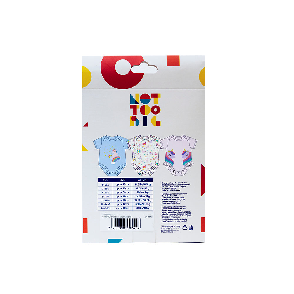 Not Too Big Unicorn Bamboo Shortsleeve Bodysuit - 3 Pack