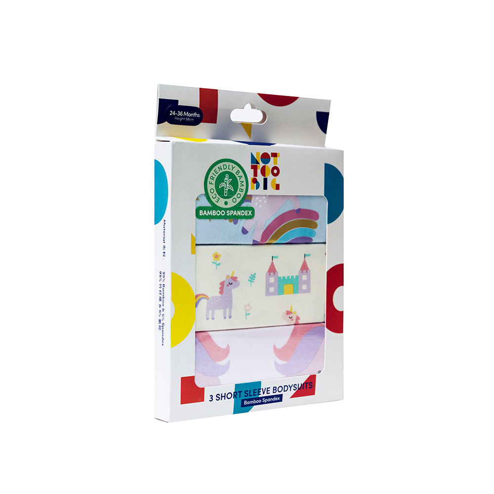 Not Too Big Unicorn Bamboo Shortsleeve Bodysuit - 3 Pack