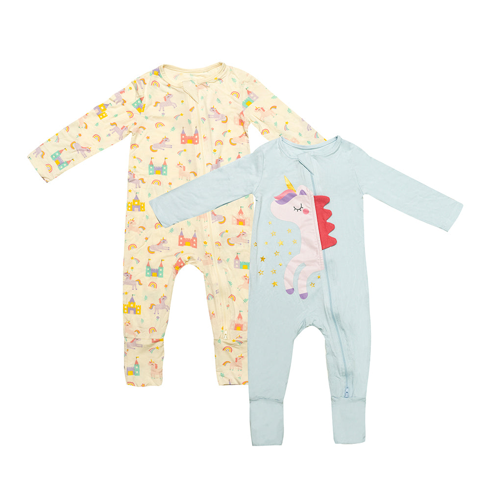 Not Too Big Unicorn Bamboo Sleepsuit - 2 Pack